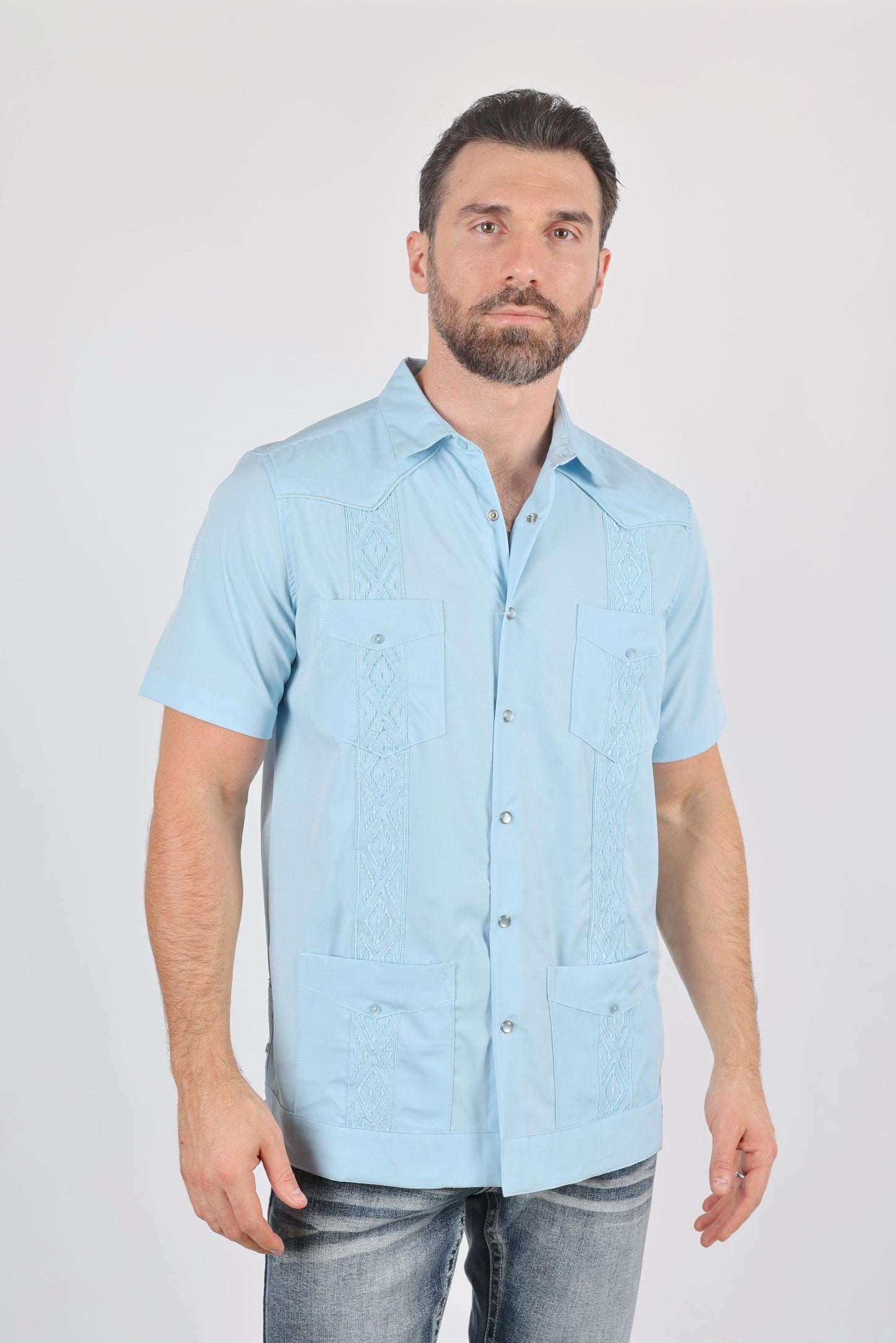 Men's Modern Light Blue GUAYABERA Shirt