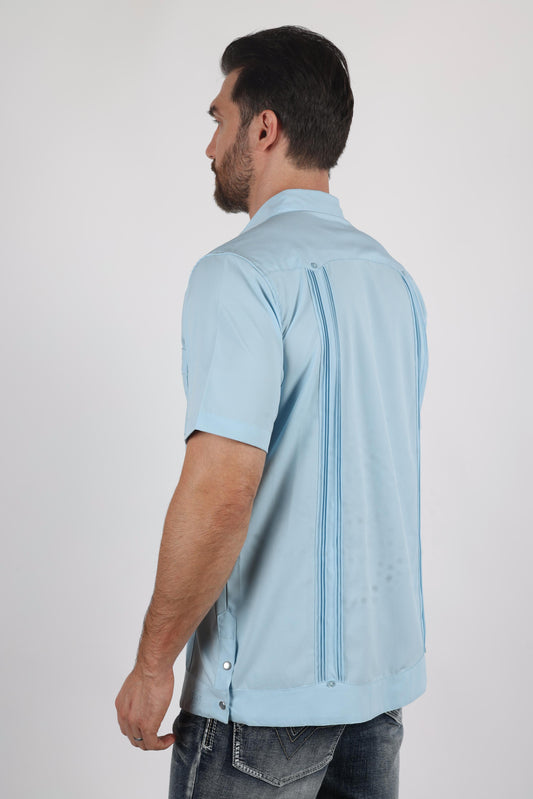 light blue modern guayabera shirt men platini side