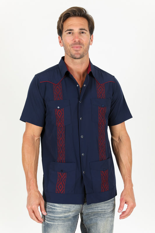 navy modern guayabera shirt men platini side