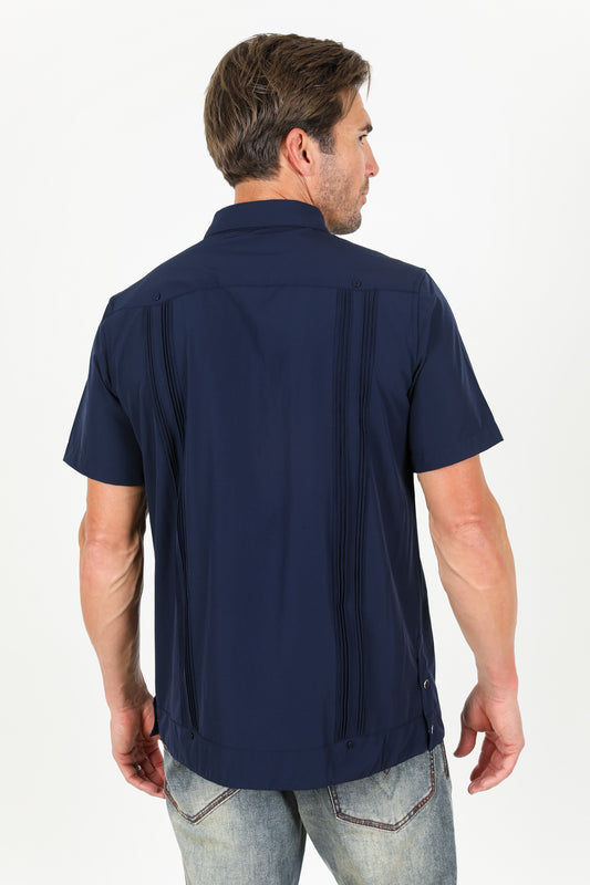 navy modern guayabera shirt men platini close-up