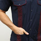 Men's Modern Navy GUAYABERA Shirt