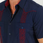 Men's Modern Navy GUAYABERA Shirt