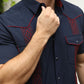 Men's Modern Navy GUAYABERA Shirt