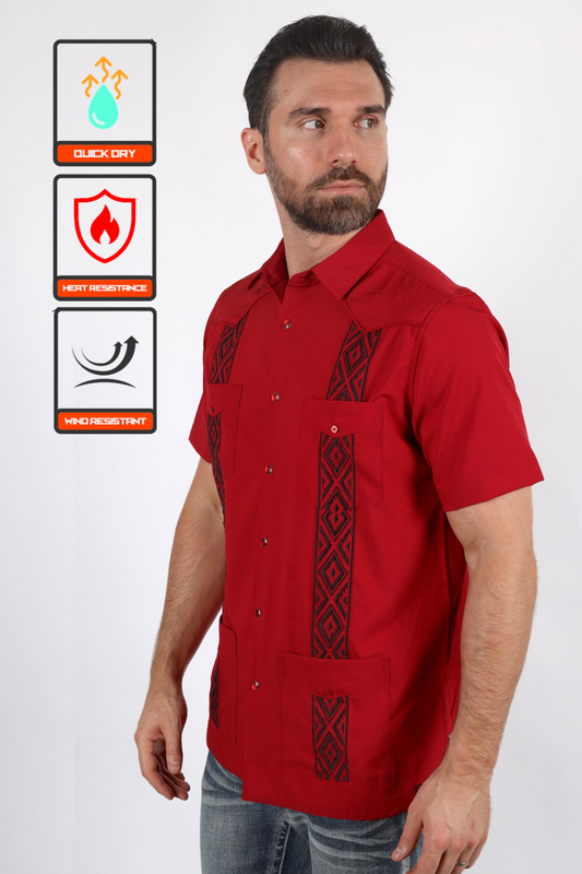 red guayabera shirt men