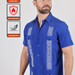 Men's Modern Royal Blue GUAYABERA Shirt