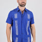 Men's Modern Royal Blue GUAYABERA Shirt