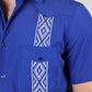Men's Modern Royal Blue GUAYABERA Shirt