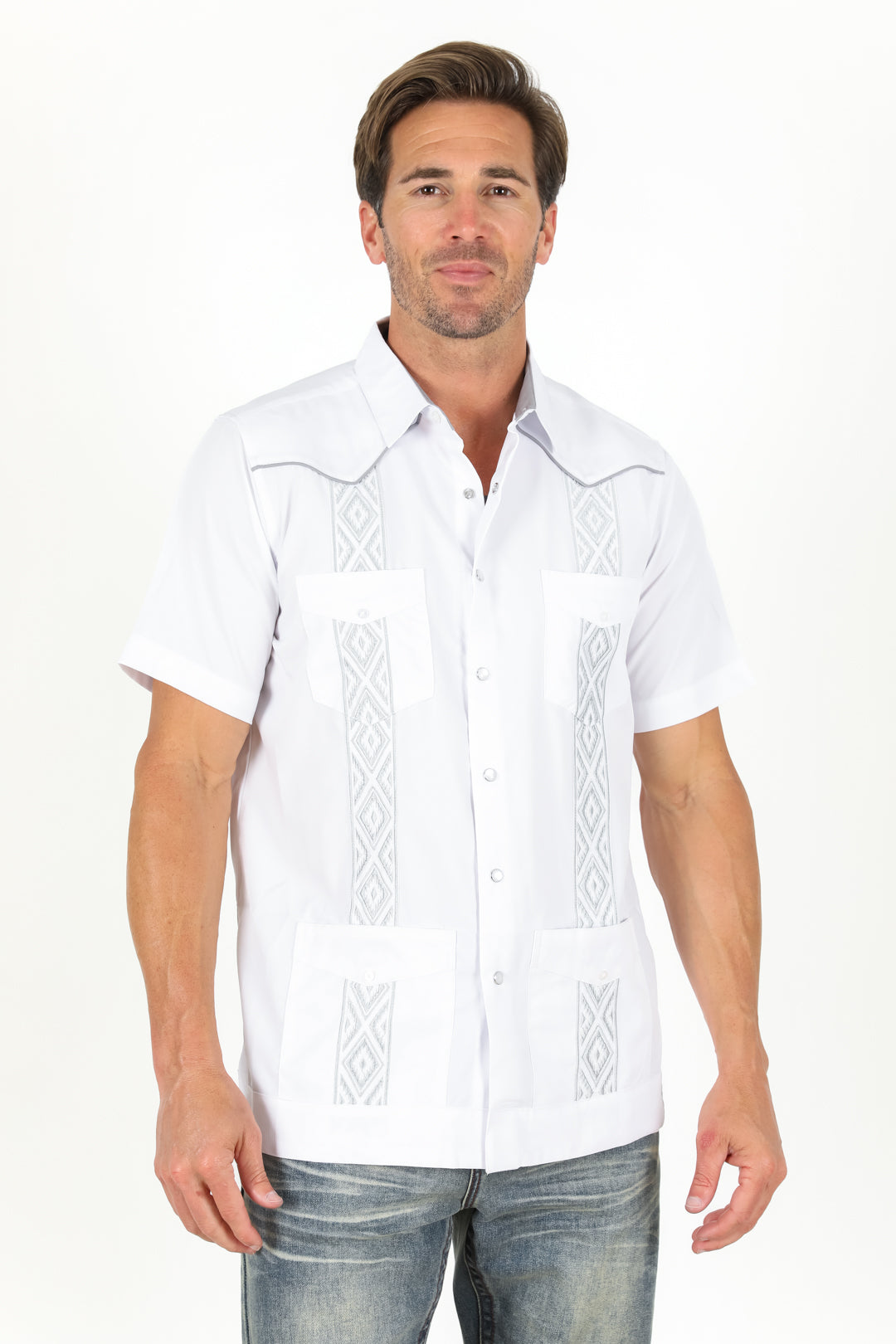 Men's Modern White GUAYABERA Shirt