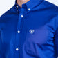 Men’s Single Pocket Logo Modern Fit Stretch Dress Shirt - Royal Blue