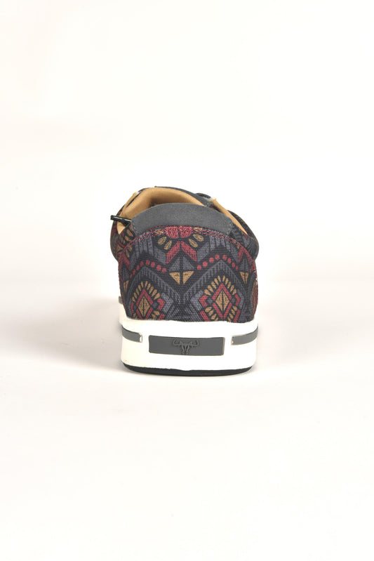 black aztec diamond canvas sneaker men platini detail