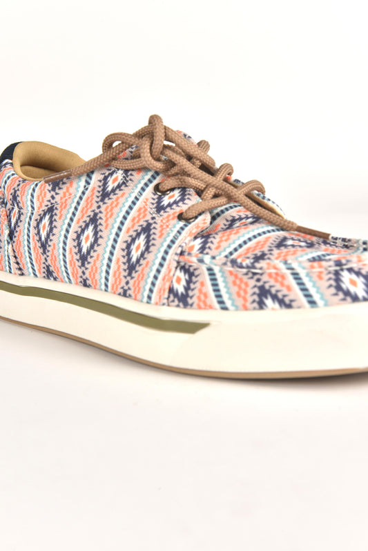 beige aztec medallion canvas sneaker men platini back