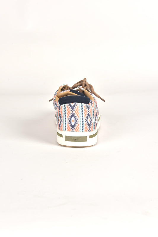 beige aztec medallion canvas sneaker men platini detail