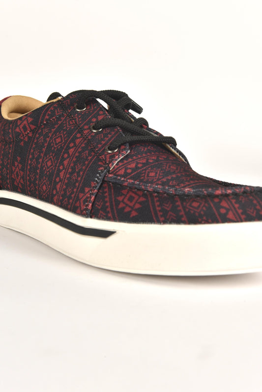 black red aztec trim canvas sneaker men platini back