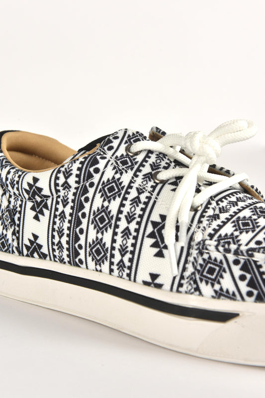 white aztec trim canvas sneaker men platini back