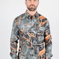 Mens Long Sleeve Modern Fit Stretch Wild Horses Print Shirt