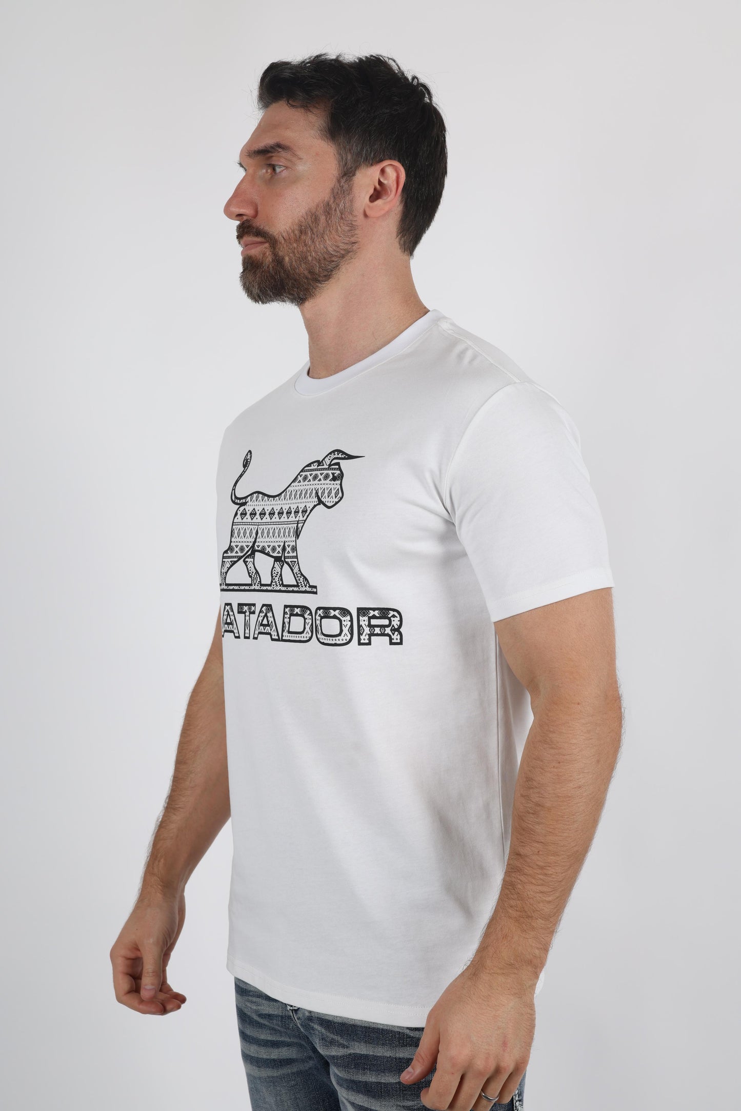 Mens Modern Fit Cotton Stretch "MATADOR" Print T-Shirt