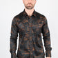 Mens Modern Fit Cotton Stretch Piping Cactus Monogram Print Shirt