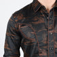 Mens Modern Fit Cotton Stretch Piping Cactus Monogram Print Shirt