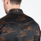 Mens Modern Fit Cotton Stretch Piping Cactus Monogram Print Shirt