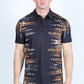 Mens Modern Fit Stretch Baroque Print Polo with Rhinestones