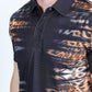 Mens Modern Fit Stretch Baroque Print Polo with Rhinestones