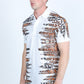 Mens Modern Fit Stretch Baroque Print Polo with Rhinestones