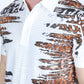 Mens Modern Fit Stretch Baroque Print Polo with Rhinestones