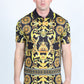 Mens Modern Fit Stretch Baroque Print Polo with Rhinestones