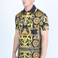 Mens Modern Fit Stretch Baroque Print Polo with Rhinestones