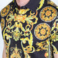 Mens Modern Fit Stretch Baroque Print Polo with Rhinestones