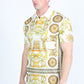 Mens Modern Fit Stretch Baroque Print Polo with Rhinestones