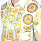 Mens Modern Fit Stretch Baroque Print Polo with Rhinestones