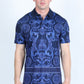 Mens Modern Fit Stretch Baroque Print Polo with Rhinestones