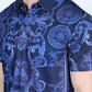 Mens Modern Fit Stretch Baroque Print Polo with Rhinestones