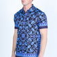 Mens Modern Fit Stretch Baroque Print Polo with Rhinestones