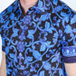 Mens Modern Fit Stretch Baroque Print Polo with Rhinestones