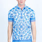 Mens Modern Fit Stretch Baroque Print Polo with Rhinestones