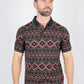 Mens Modern Fit Stretch Cotton Polo with Aztec Print