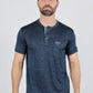 Mens Modern Fit Stretch Henley T-Shirt with Logo