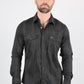 Mens Modern Fit Stretch Lurex Western Long Sleeve Shirt