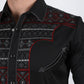 Mens Modern Fit Stretch Multi-Color Aztec Embroidery Shirt