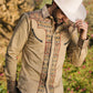 Mens Modern Fit Stretch Multi-Color Aztec Embroidery Shirt