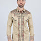 Mens Modern Fit Stretch Multi-Color Aztec Embroidery Shirt