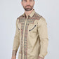 Mens Modern Fit Stretch Multi-Color Aztec Embroidery Shirt
