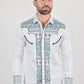 Mens Modern Fit Stretch Multi-Color Aztec Embroidery Shirt