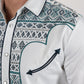 Mens Modern Fit Stretch Multi-Color Aztec Embroidery Shirt