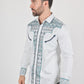 Mens Modern Fit Stretch Multi-Color Aztec Embroidery Shirt