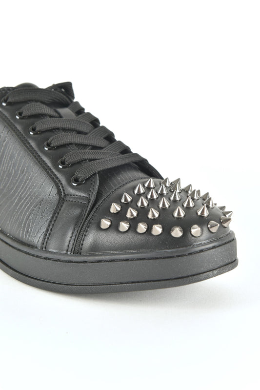 black spike trim sneaker men platini back