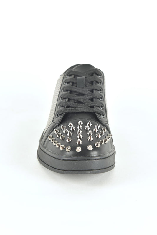 black charcoal spike trim sneaker men platini back