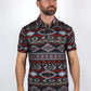 Mens Performance Fabric Modern Fit Stretch Aztec Print Polo